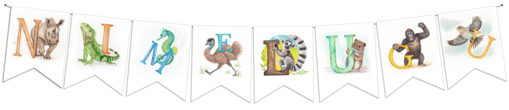 Käsitsi maalitud tähed, mis moodustavad sõna Nimelugu